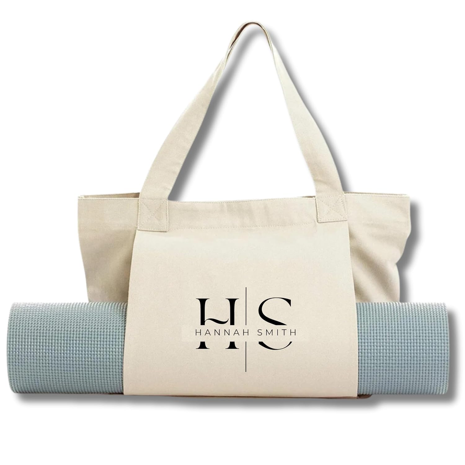 Custom Canvas Tote: Yoga Mat Pocket, Handmade
