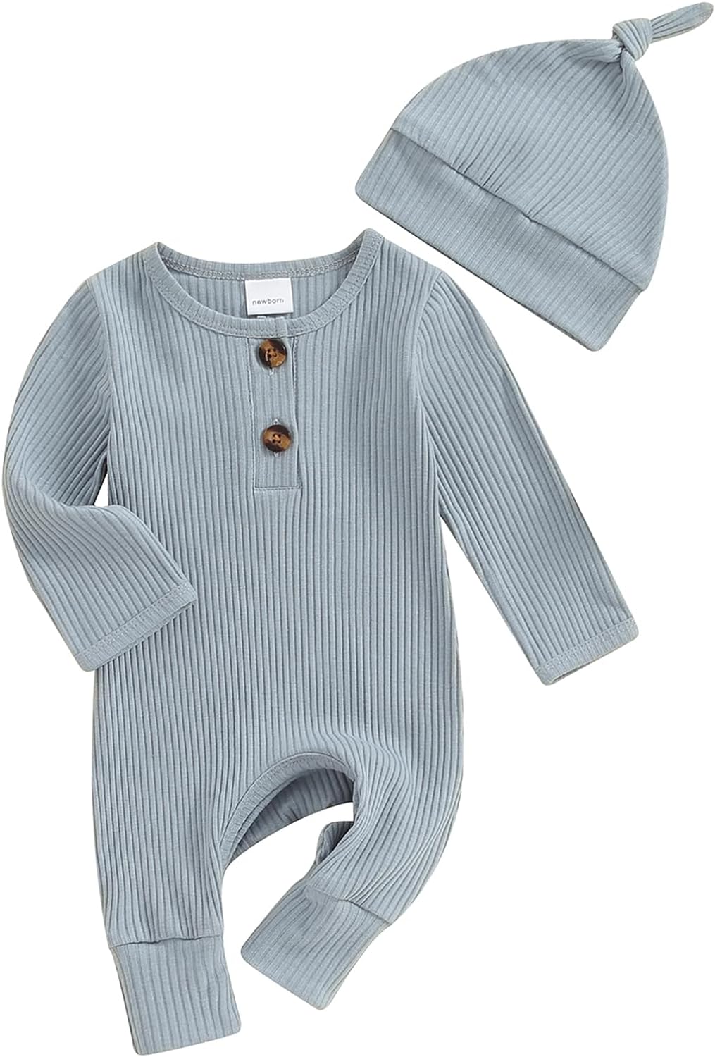 Cozy Ribbed Knit Baby Jumpsuit Set by MA&BABY