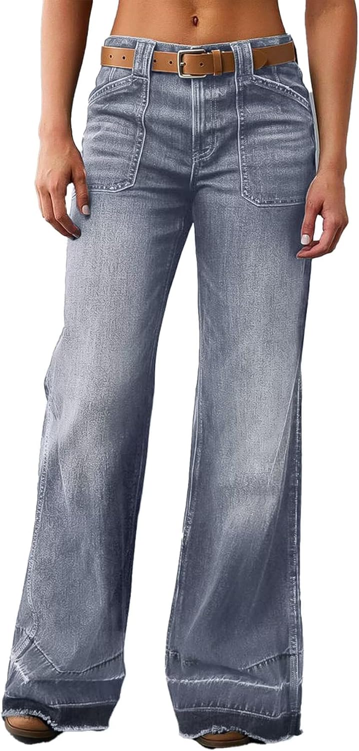Flamingals Wide Straight Leg Mid Rise Baggy Denim Jeans Review
