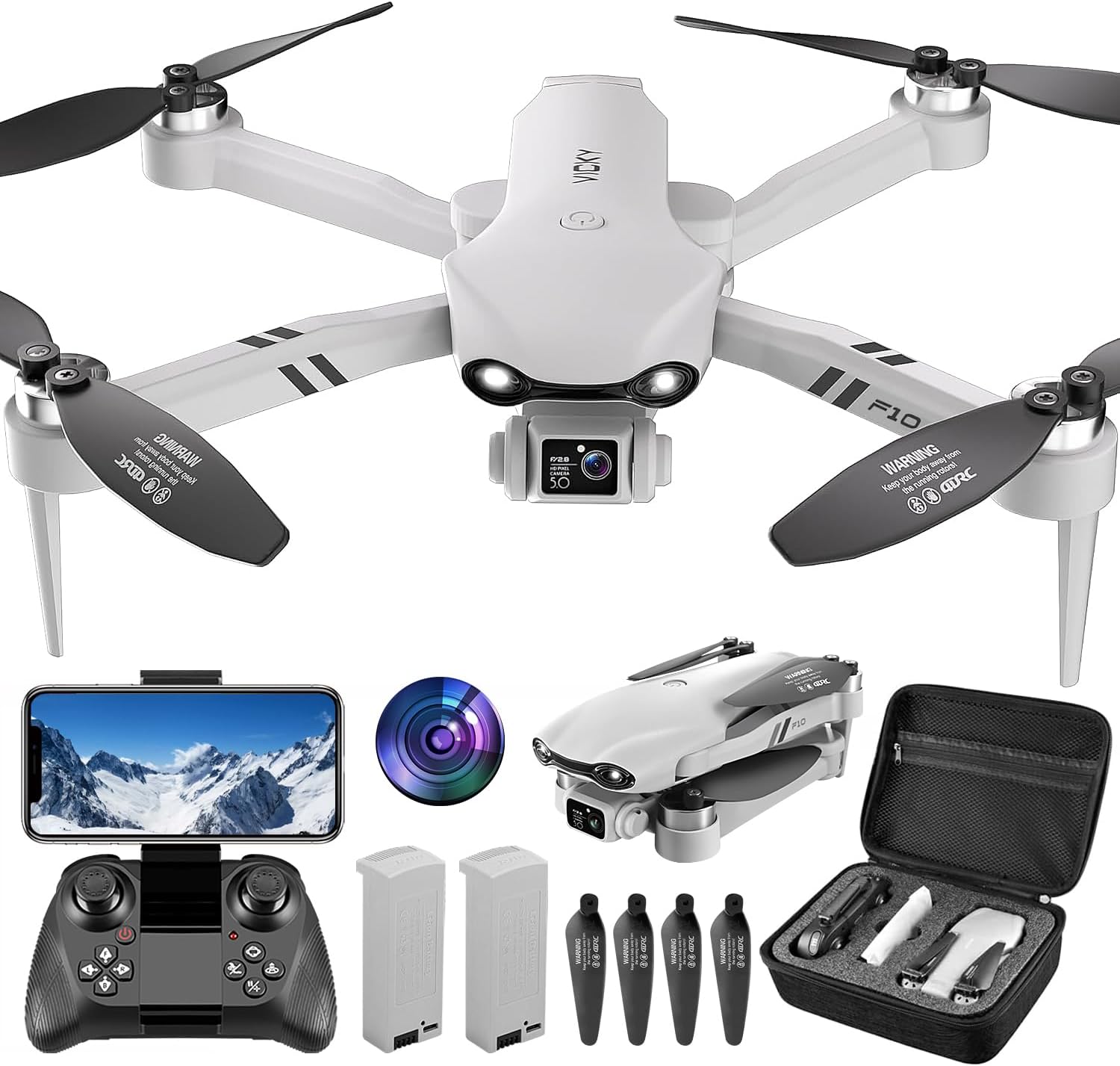DRONEEYE F10 Foldable Drone - Captures Stunning 1080P HD Video