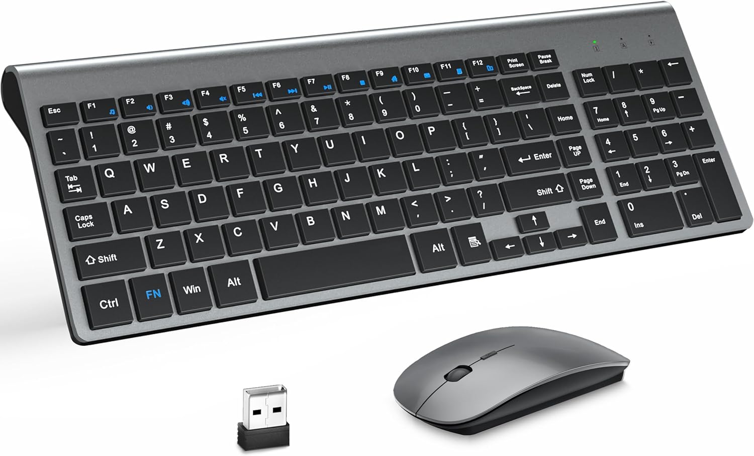 MOOJAY Wireless Keyboard & Mouse Combo - Ultra Slim, Quiet, Compact | Gray Black
