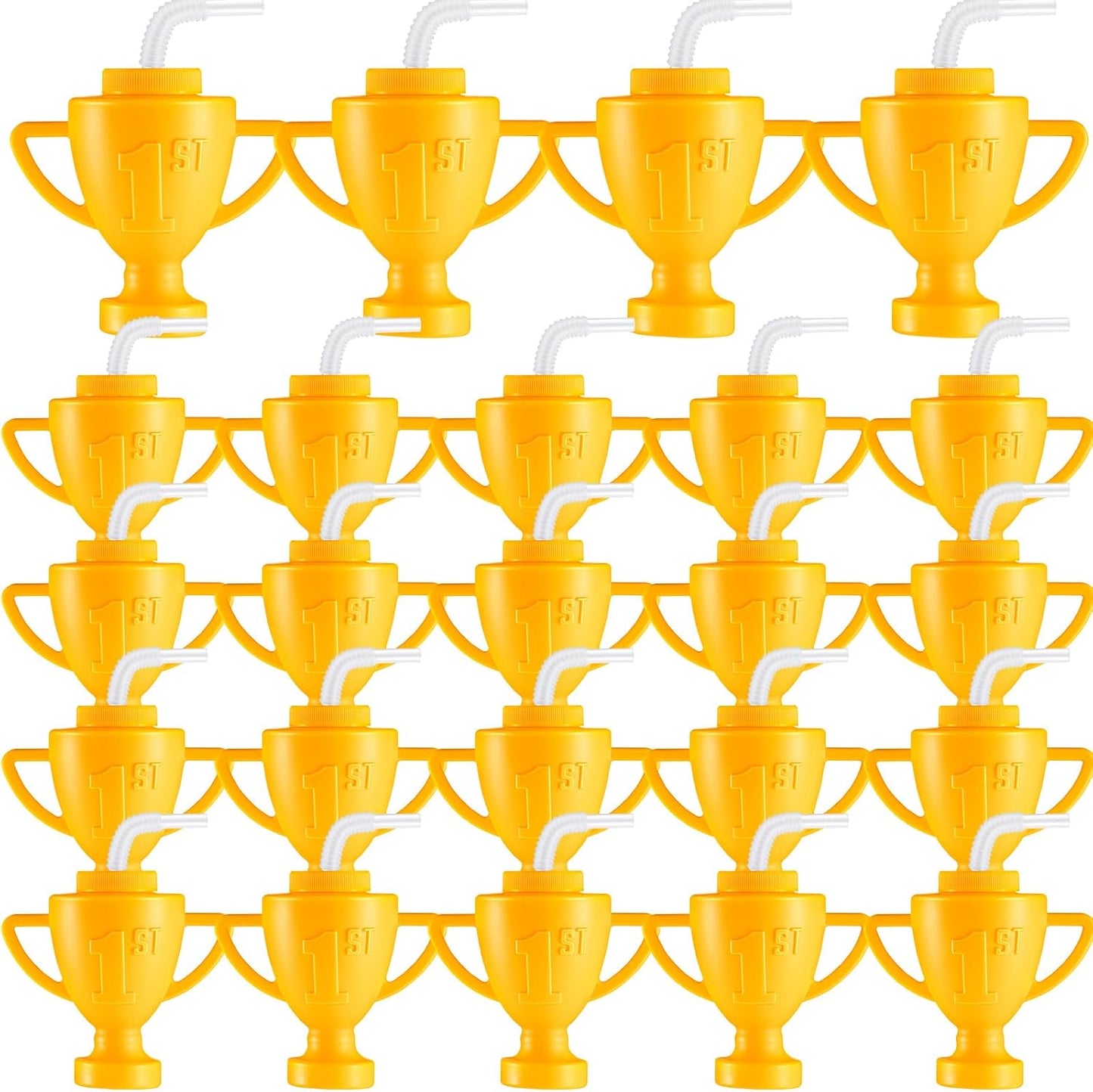 24 Pcs Race Car Trophy Cups with Straws for Kids Parties