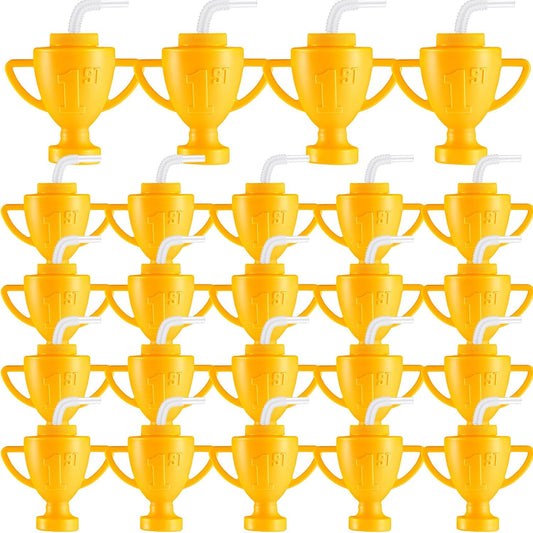 24 Pcs Race Car Trophy Cups with Straws for Kids Parties