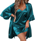 Women's Silk Robe Set V-neck 2-Piece Satin Bridal Robe - Soft