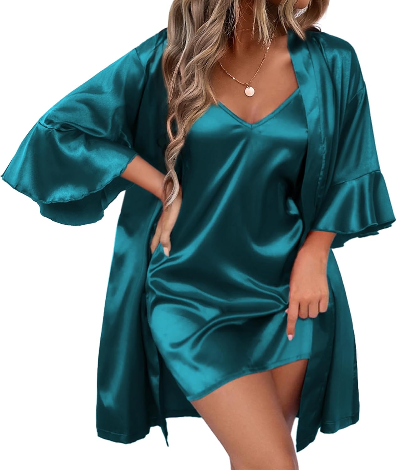 Ekouaer Women's Silk Robe Set for Bridal Parties and More