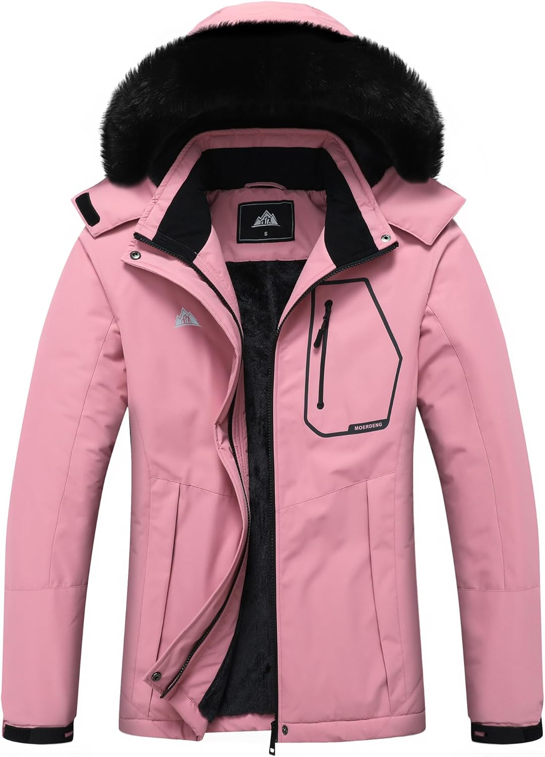 MOERDENG Women's Warm Waterproof Snow Jacket