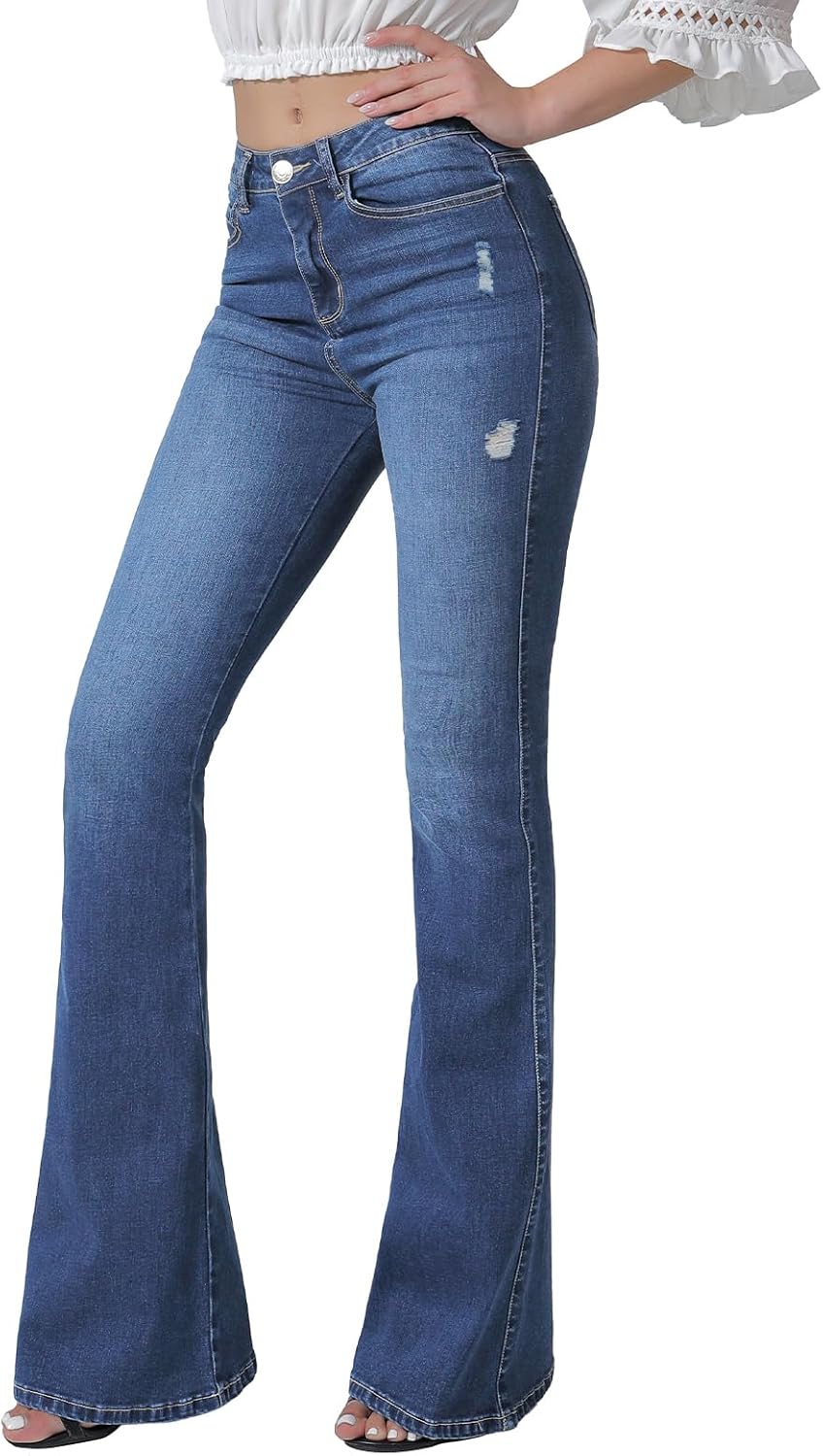 Flare Bell Bottom Jeans for Women - High Waisted Bootcut Style
