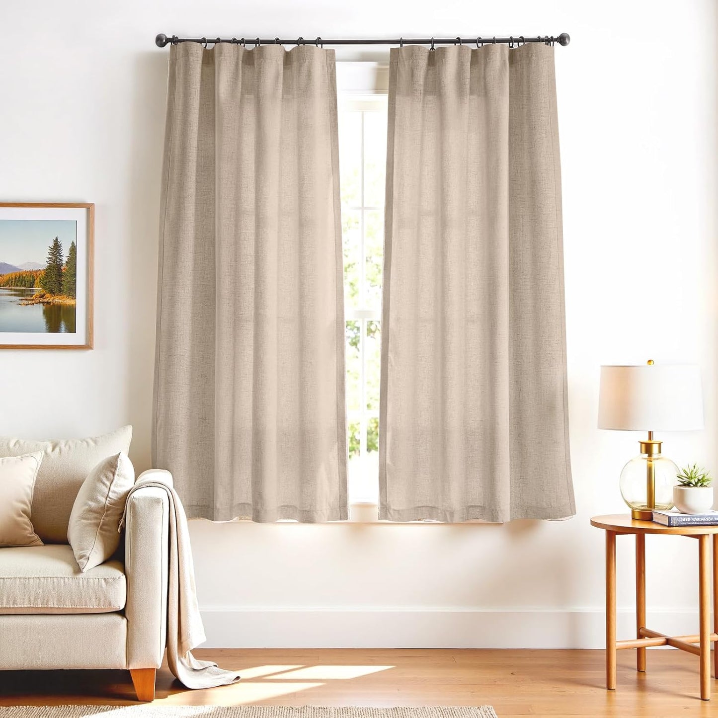 Taupe Linen Blend Curtains for Bedroom and Living Room Decor