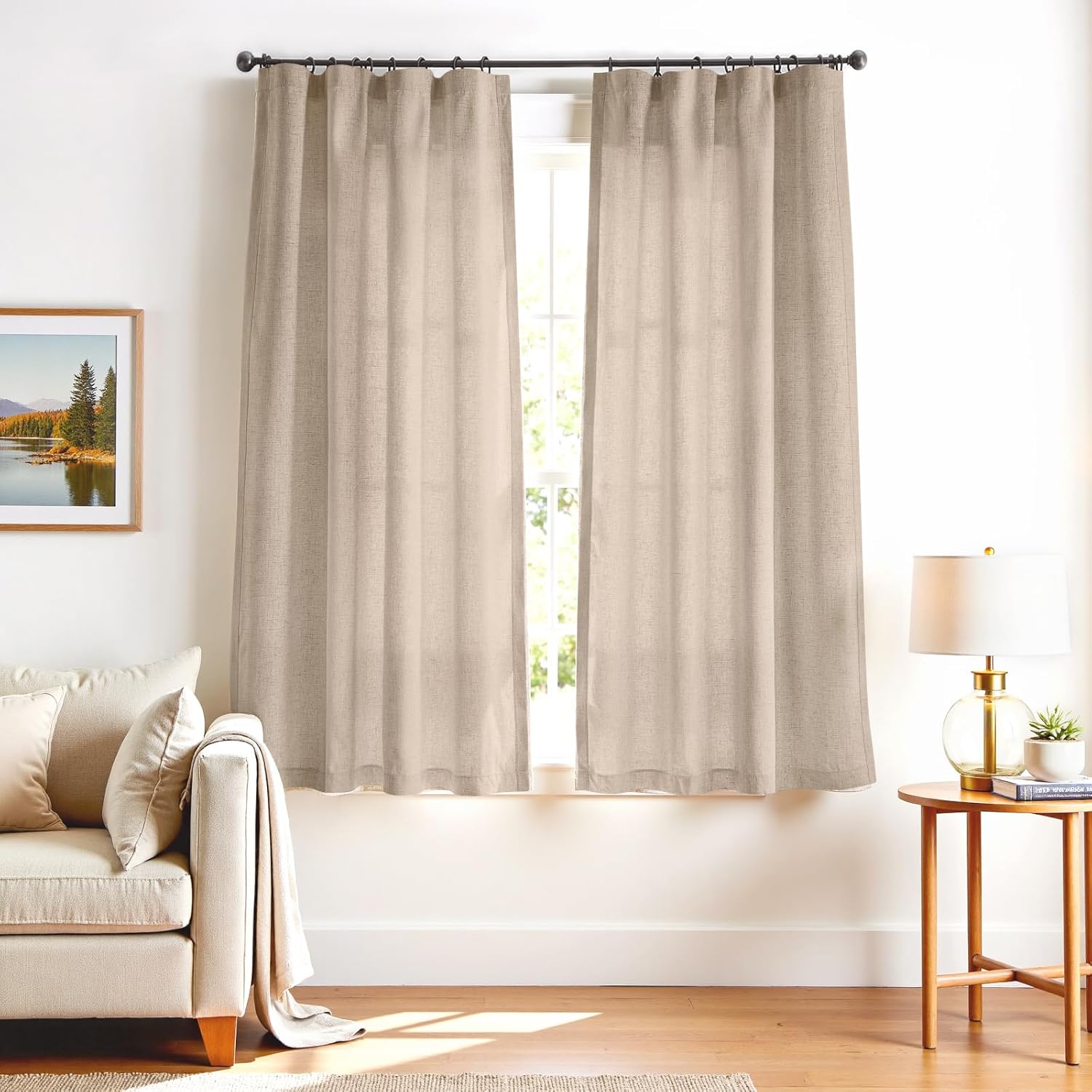Taupe Linen Blend Curtains for Bedroom and Living Room Decor