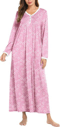Ekouaer Womens Long Sleeve Nightgown Full Length - Soft, Full Coverage
