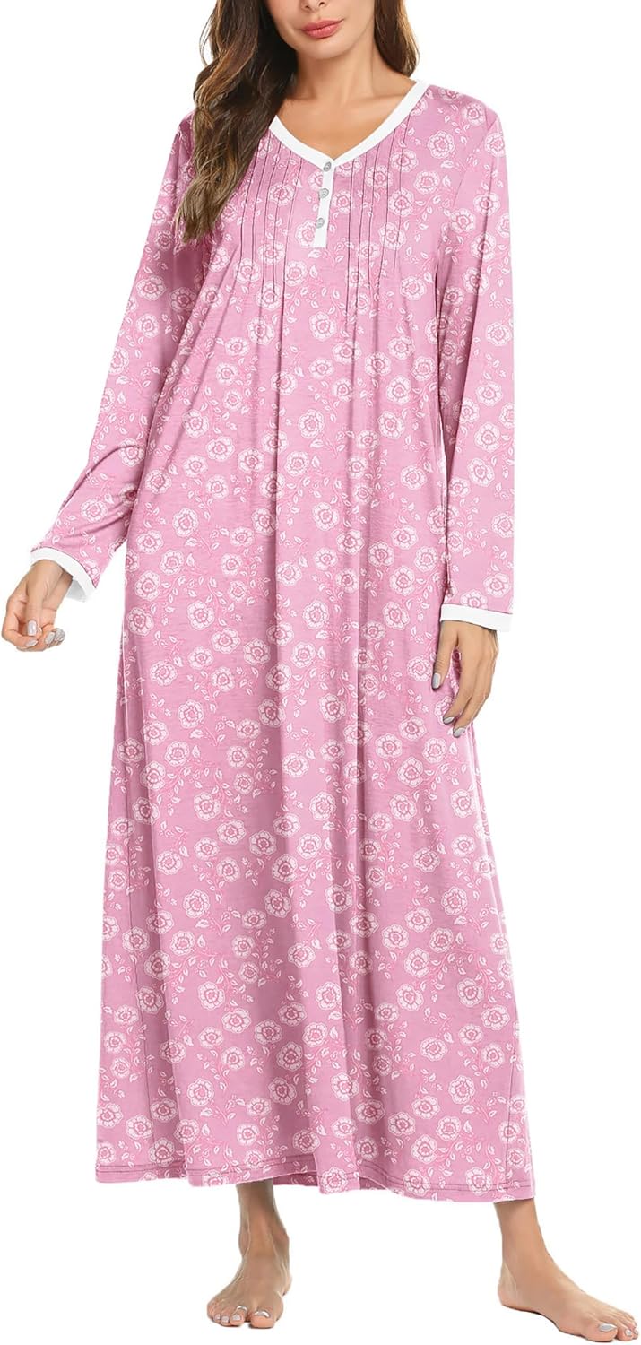 Ekouaer Women's Long Sleeve Nightgown for Ultimate Comfort