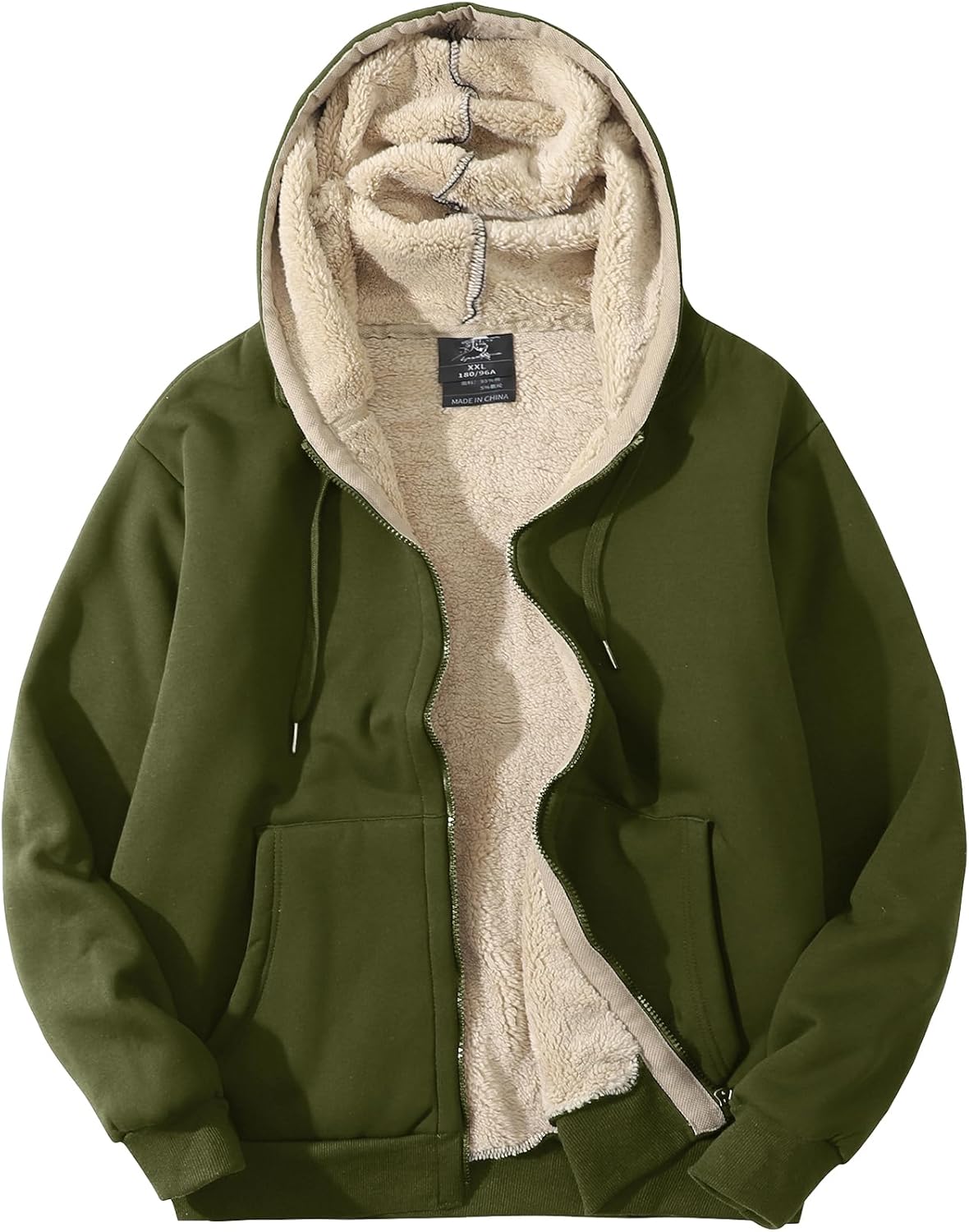 Flygo Men's Sherpa Hoodie Jacket for Ultimate Winter Warmth