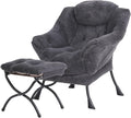 Large Velvet Lazy Chair with Ottoman - Modern Accent Lounge Chair