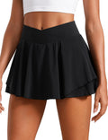 CRZ YOGA Tennis Skirts for Women - Crossover High Waisted Ruffle Skort