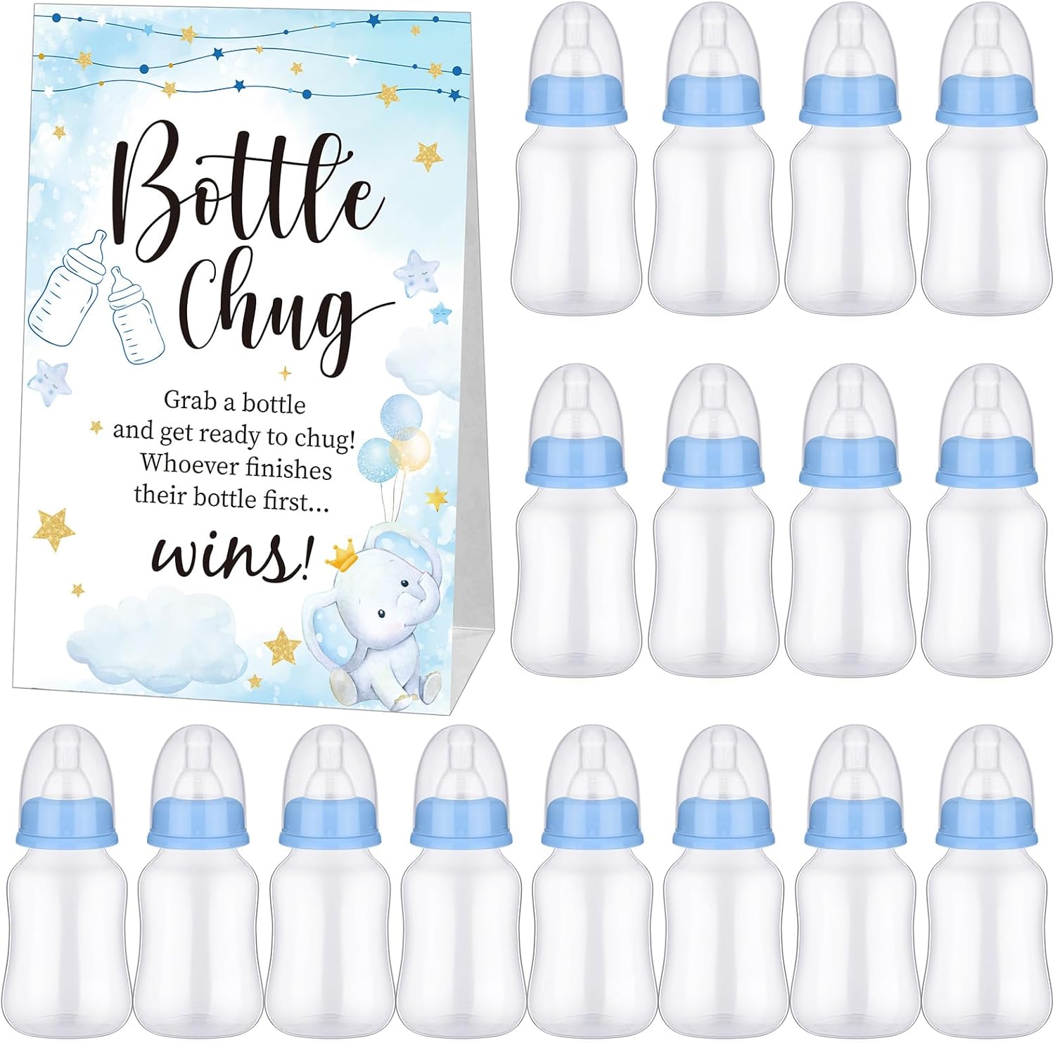 TrelaCo Baby Shower Game Set with 20 Baby Bottles and Sign