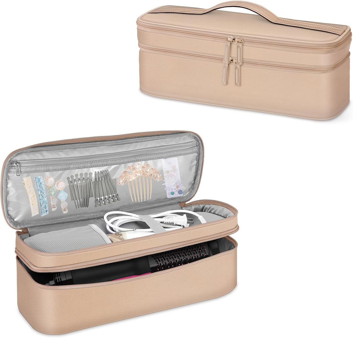 Water Resistant Styler Organizer Bag in Rose Gold