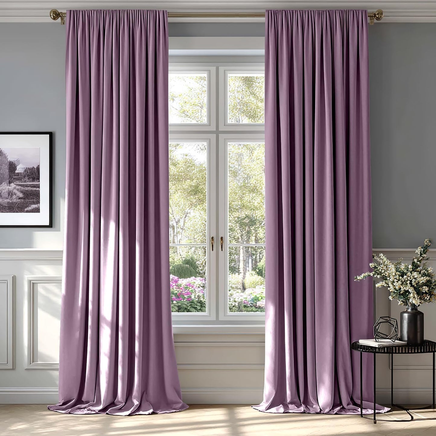 MIULEE Lavender Velvet Curtains for Bedroom and Living Room