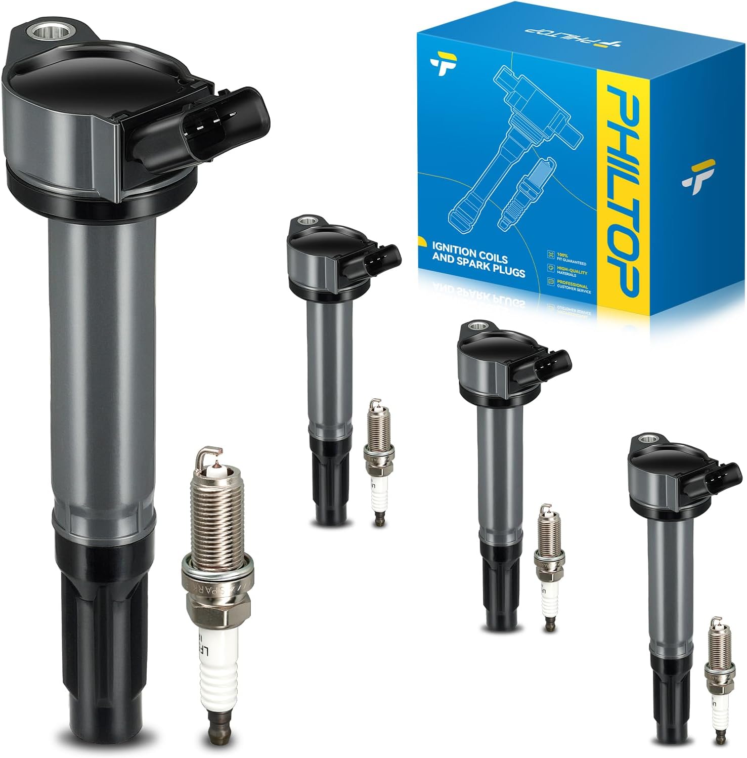 PHILTOP Ignition Coil Pack and Spark Plugs for Toyota Vehicles