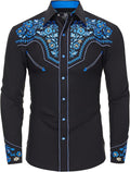 Western Embroidered Cowboy Shirts for Men with Floral Design