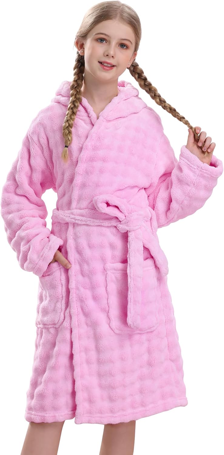 V.&GRIN Girls Hooded Towel Robe for Quick-Dry Bath & Pool Fun