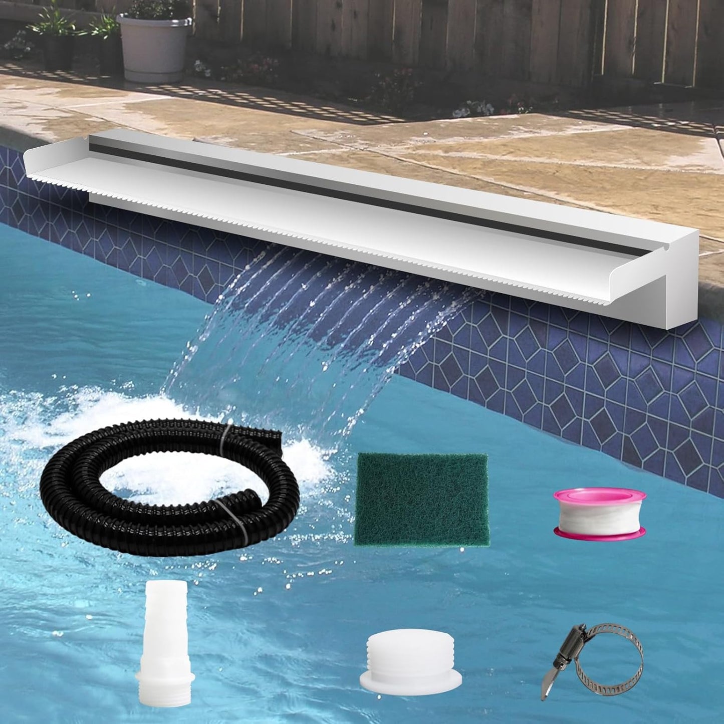 Weejian Pool Fountain Stainless Steel Waterfall Spillway Kit