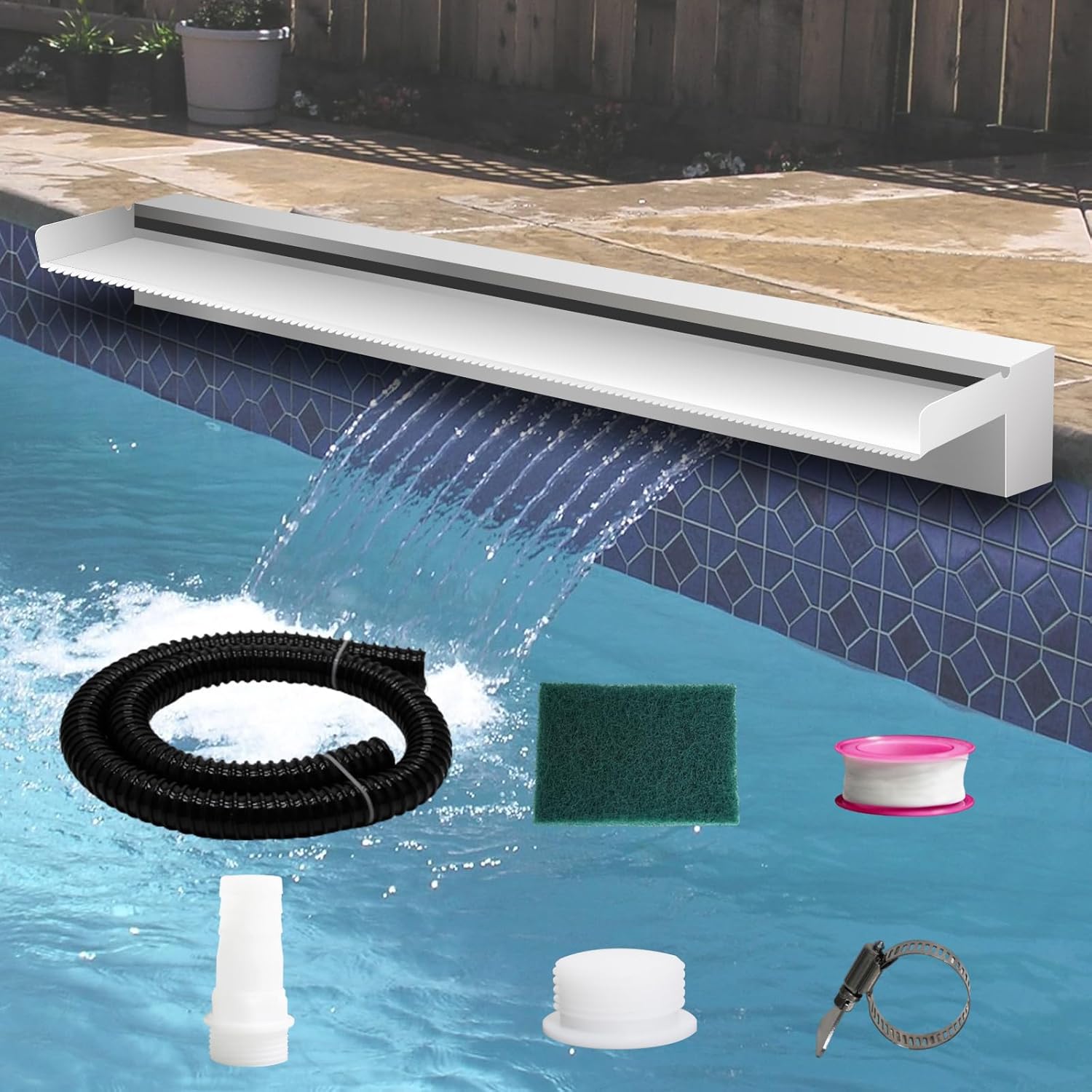 Weejian Pool Fountain Stainless Steel Waterfall Spillway Kit