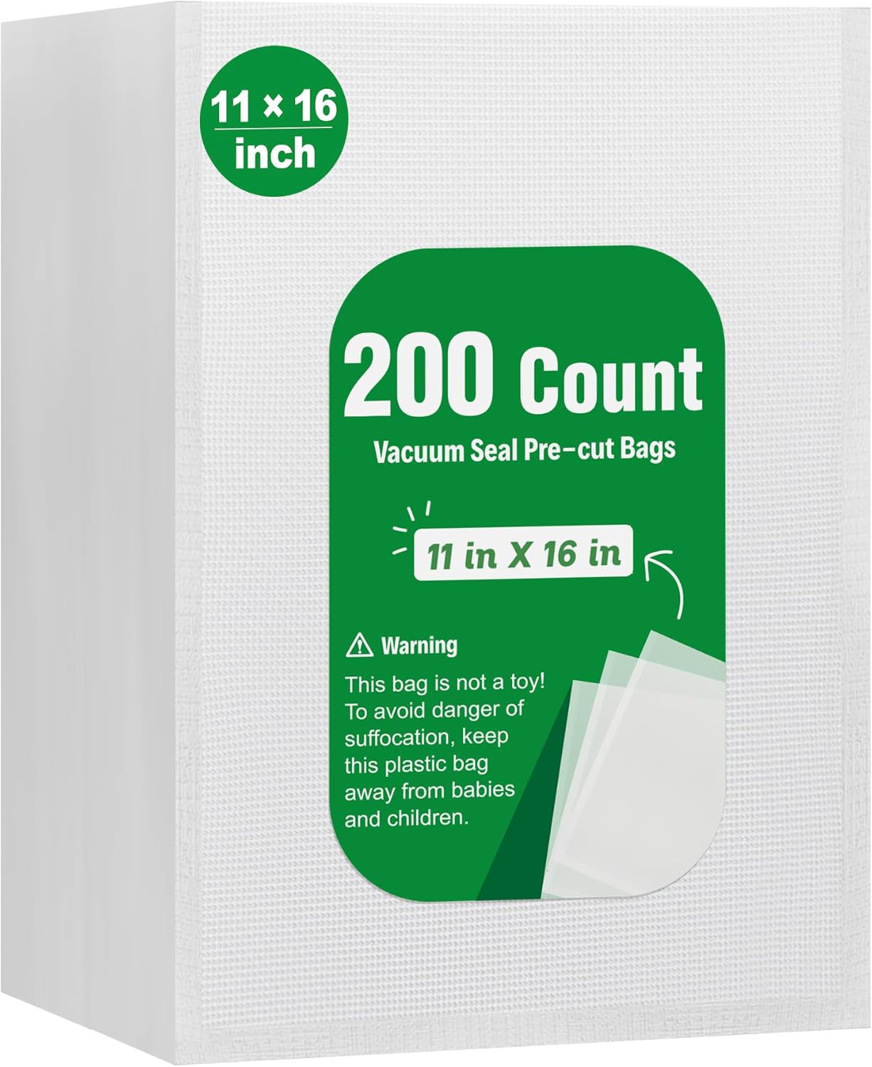 Syntus Vacuum Sealer Bags 200 Count Gallon 11 x 16 inch Size