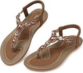 SHIBEVER Summer Flat Sandals for Women - Comfortable Boho Beaded Flip