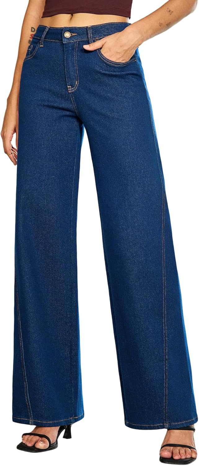 Sidefeel Women's Baggy Wide Leg Jeans for Effortless Style