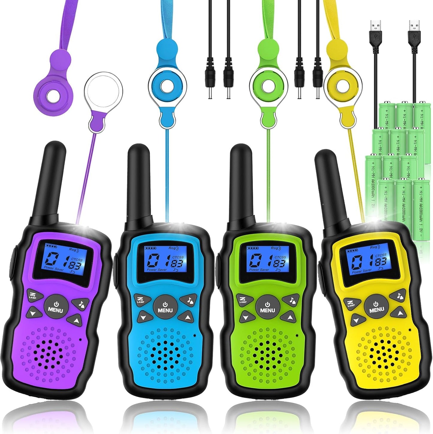 Rechargeable Walkie Talkies for Kids and Adults - 4 Pack Set