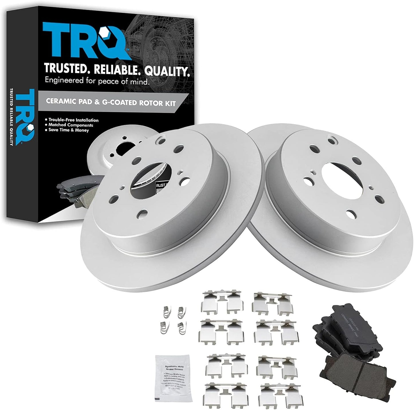 TRQ Rear Brake Pad & Rotor Kit for Lexus HS250h and RAV4