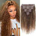 Curly Clip In Hair Extensions Real Human Hair Balayage - Natural Blend