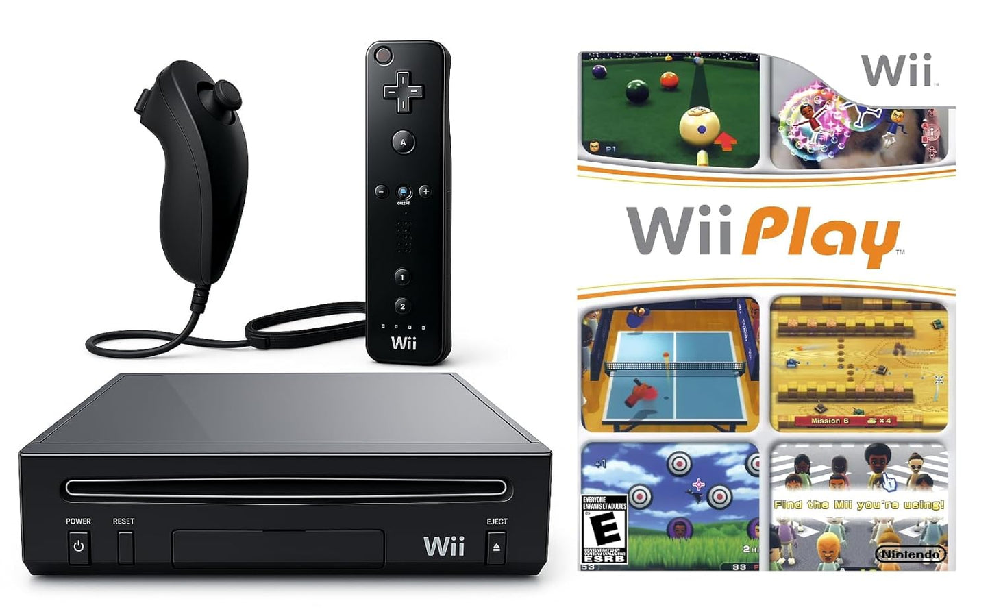 Wii Console Bundle (Black) with Wii Play Game - Smart TV Ready
