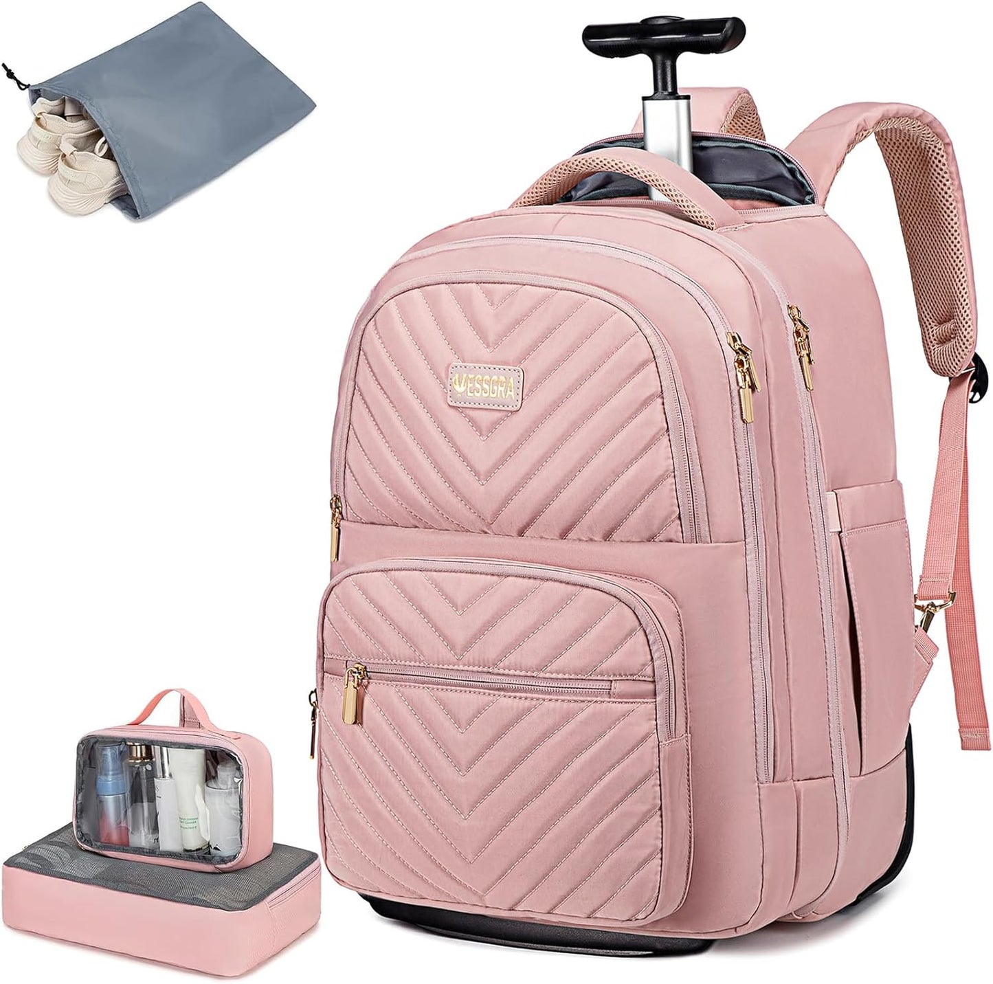 Rolling Backpack for Women with Wheels - 45L Travel Bag