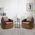 Vintage Swivel Accent Chairs x2 | Plush Pillows | Waterproof PU Leather