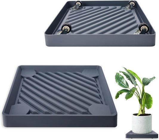 2PCS Square Plant Caddy with Hidden Wheels for Easy Mobility