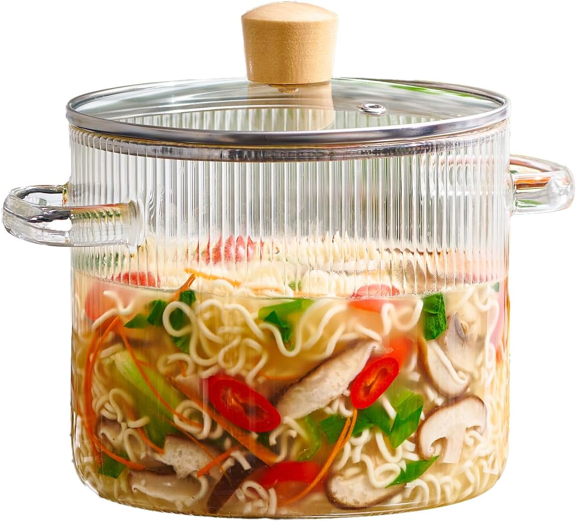 Glass Cooking Pot with Lid - 2L Heat Resistant Cookware Set