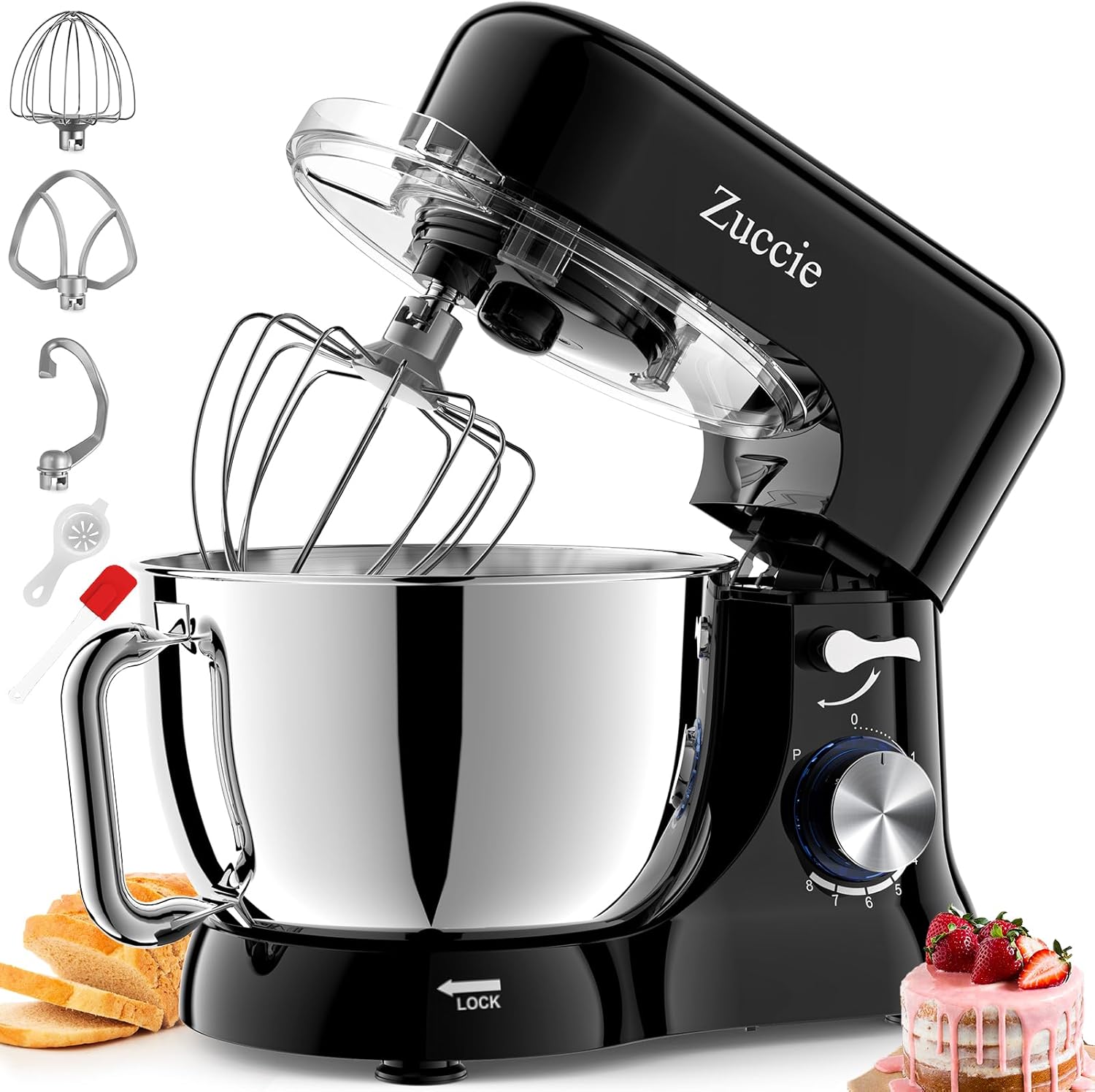 Zuccie 4.8QT Kitchen Electric Stand Mixer with Powerful Motor