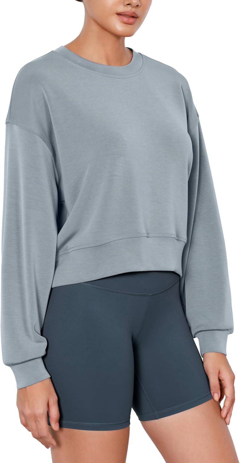 ODODOS Modal Soft Long Sleeve Cropped Sweatshirts for Women