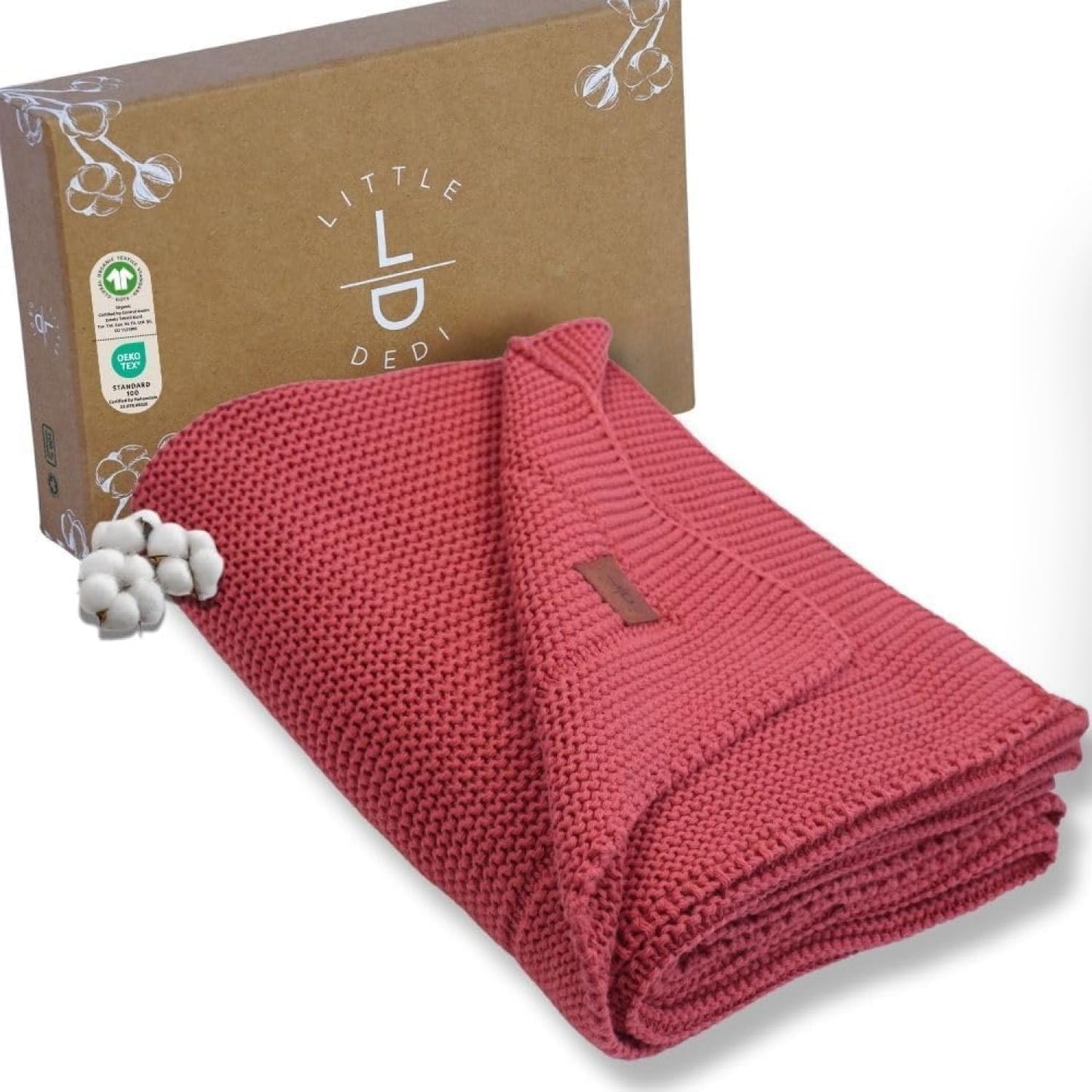 100% Organic Cotton Baby Knitted Blanket - Soft Toddler Swaddle