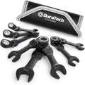 Stubby Flex-head Ratcheting Combination Wrench Set - Compact Toughness