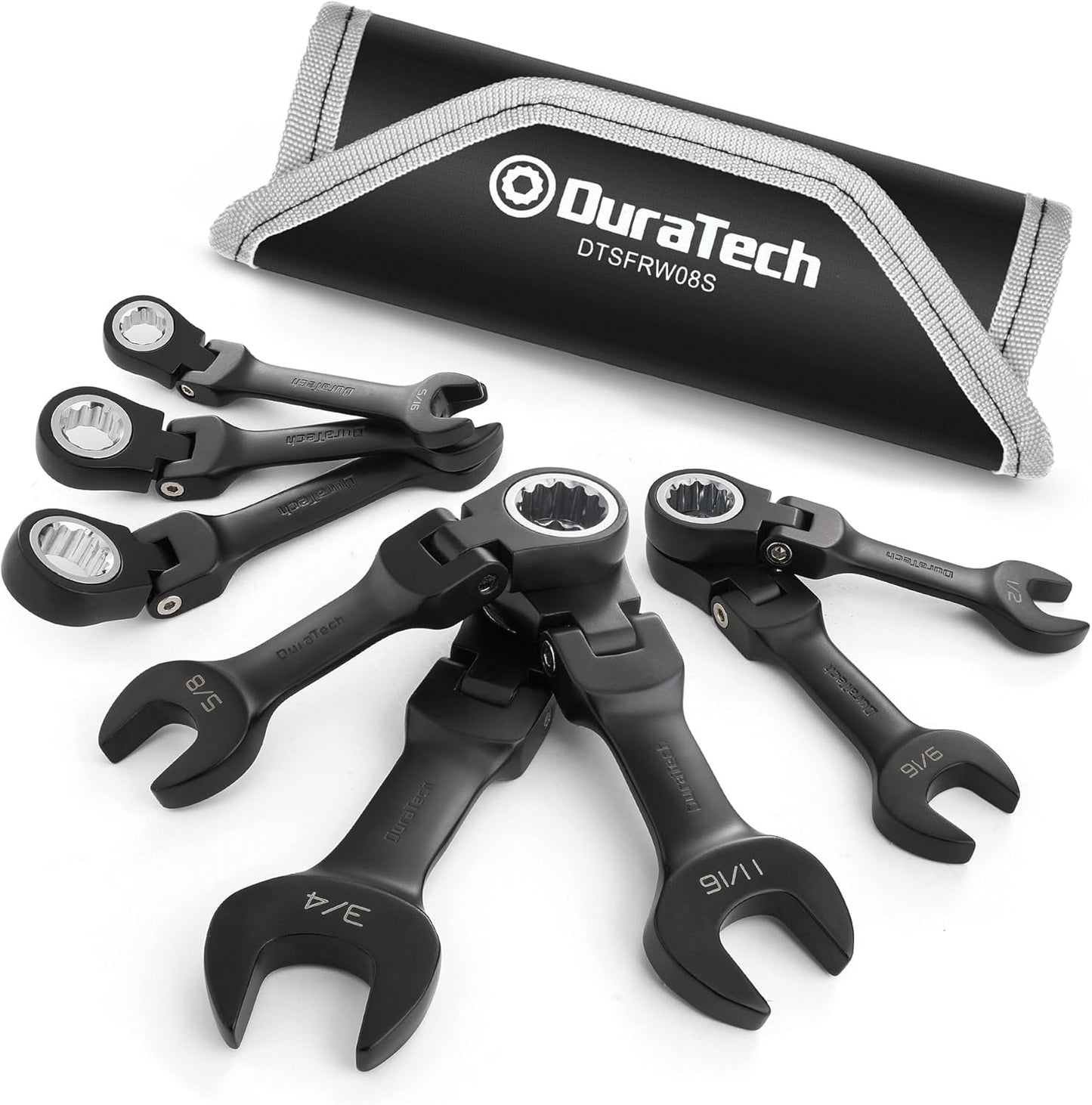 DURATECH Stubby Flex-head Ratcheting Wrench Set for Tight Spaces