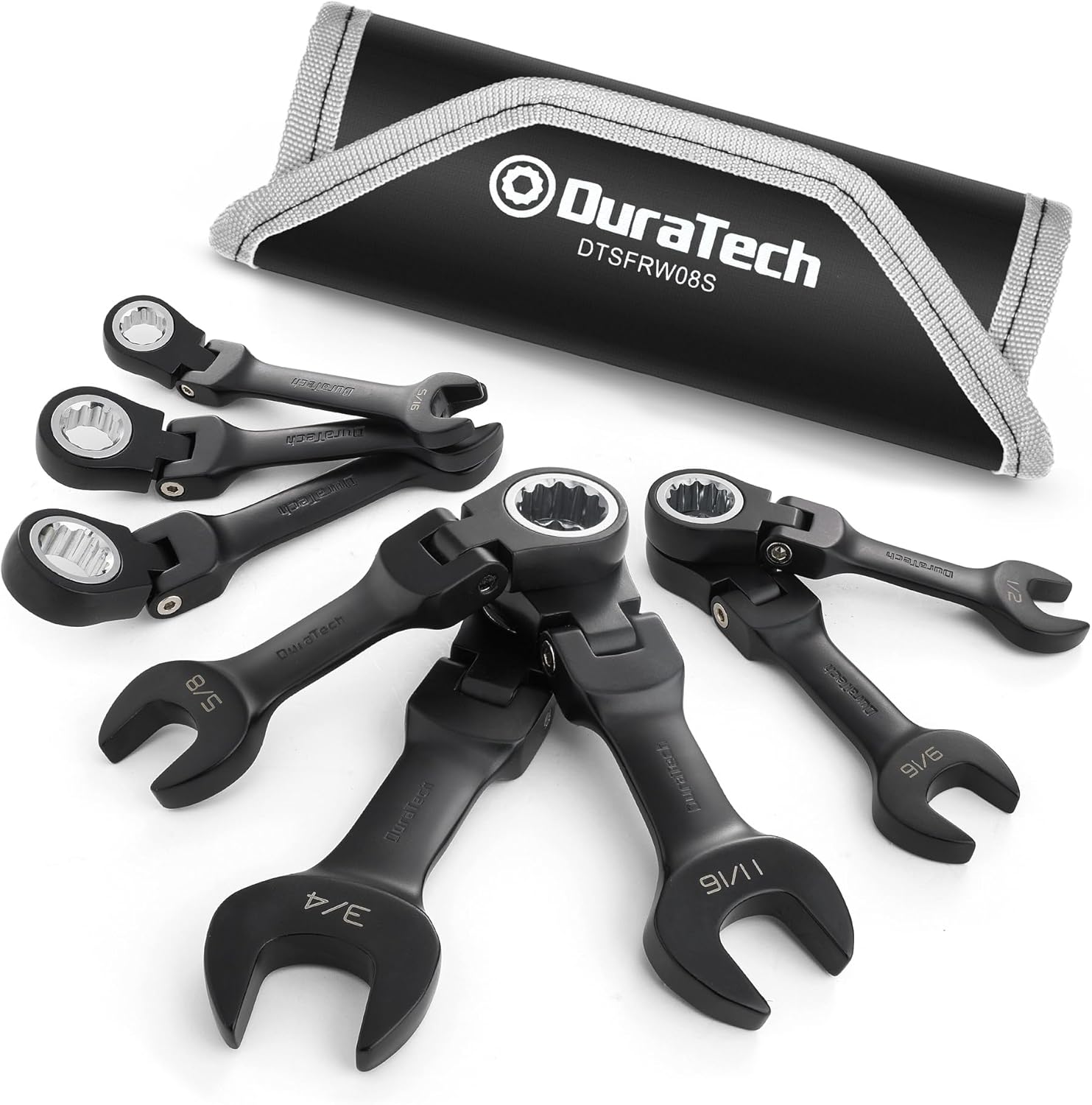 DURATECH Stubby Flex-head Ratcheting Wrench Set for Tight Spaces