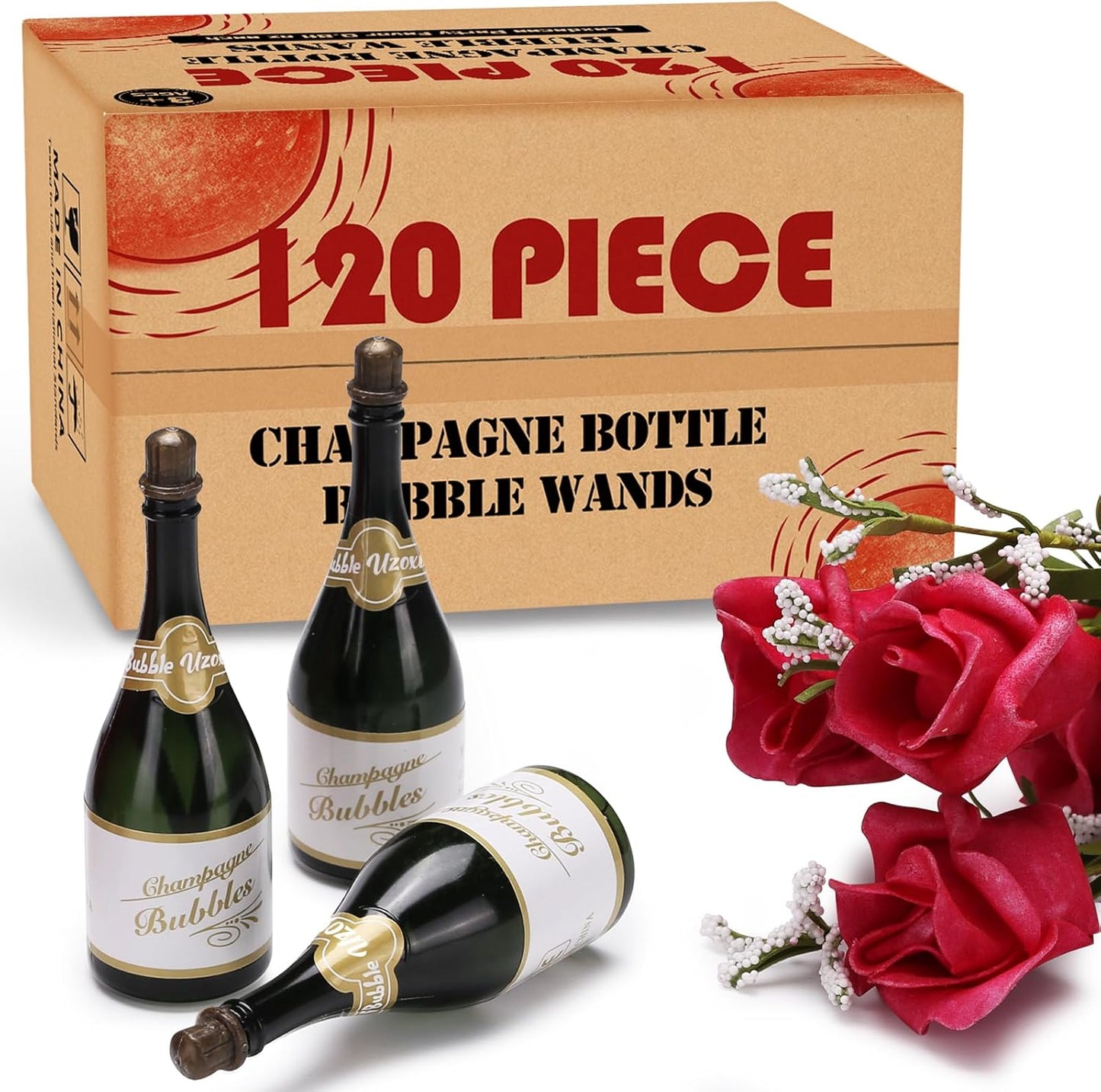 120 Pack Mini Champagne Bottle Bubbles for Weddings and Parties