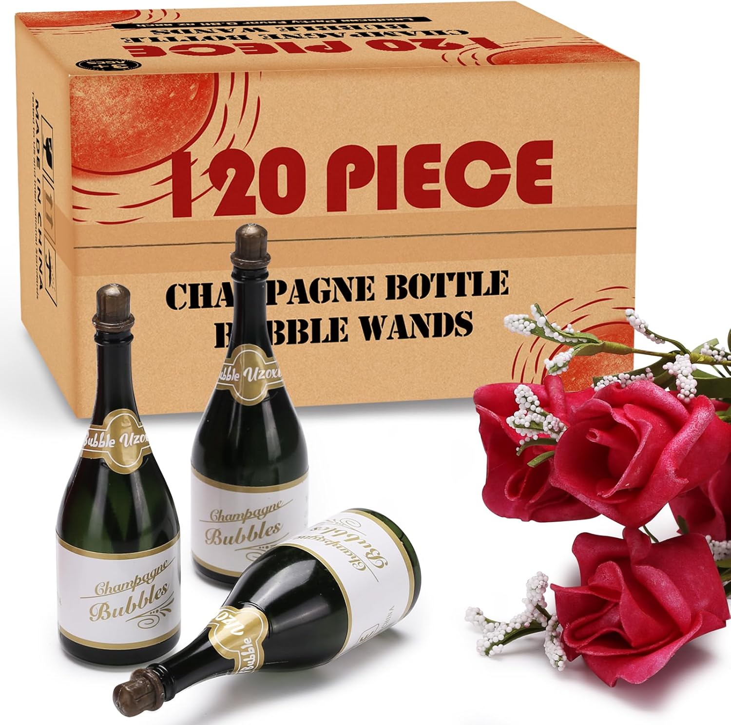 120 Pack Mini Champagne Bottle Bubbles for Weddings and Parties