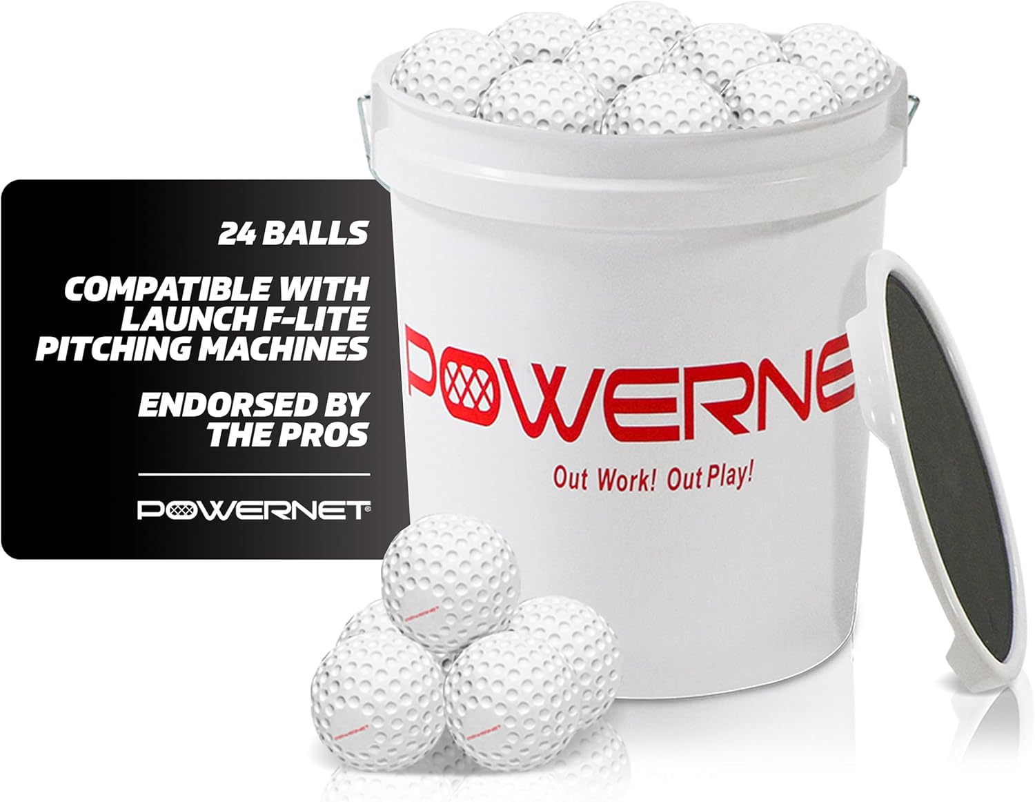 PowerNet Launch F-lite Softball & Baseball Pitching Machine Bundle