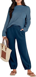 Caracilia Womens 2 Piece Outfits Sweater Sets - Cozy Knit Tracksuit