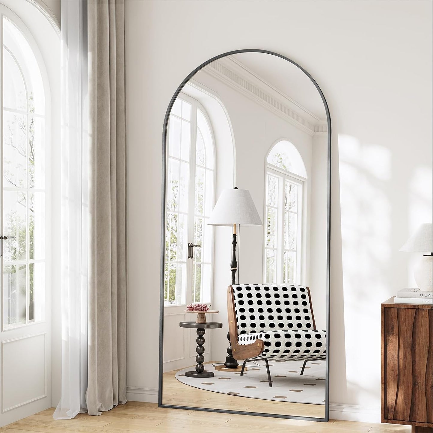 Large Full Length Mirror with Arched Design for Any Room