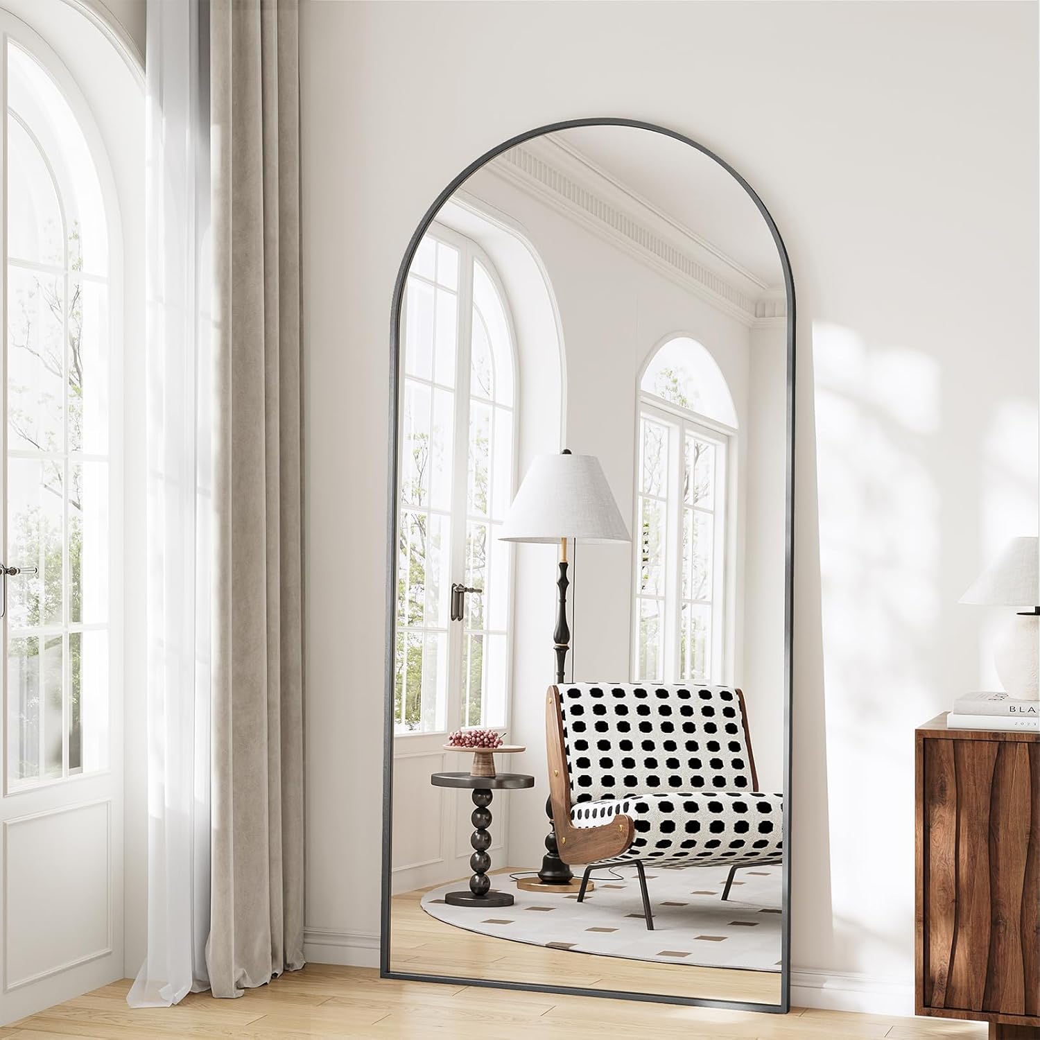 Large Full Length Mirror with Arched Design for Any Room