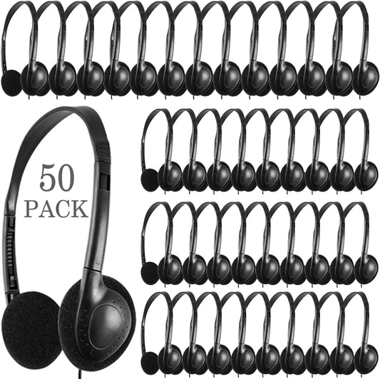 Bulk Classroom Headphones for Students and Kids - 50 Packs